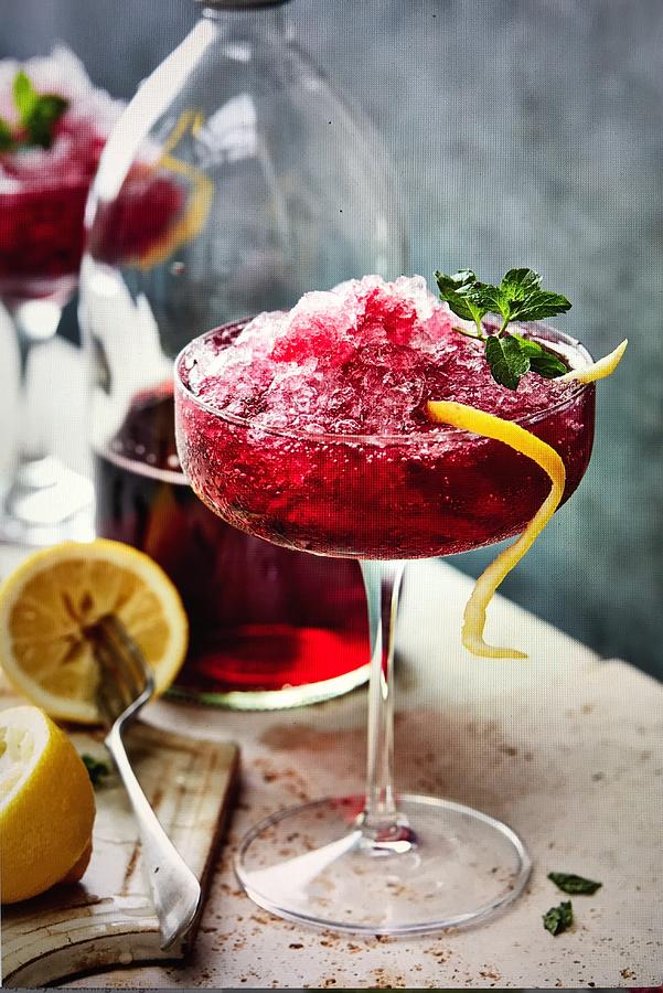 Black currant crushed ice and lemon Photograph by Heidi Coppock-Beard