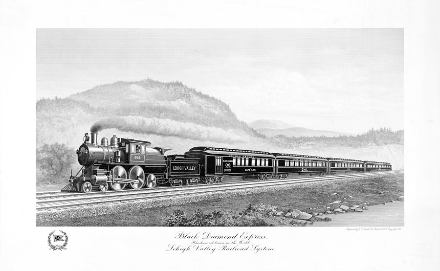 Black Diamond Express - Handsomest Train In The World - 1897 Drawing by War Is Hell Store