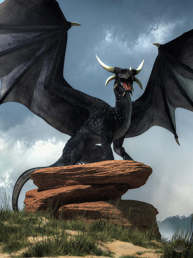 Black Dragon Digital Art by Daniel Eskridge