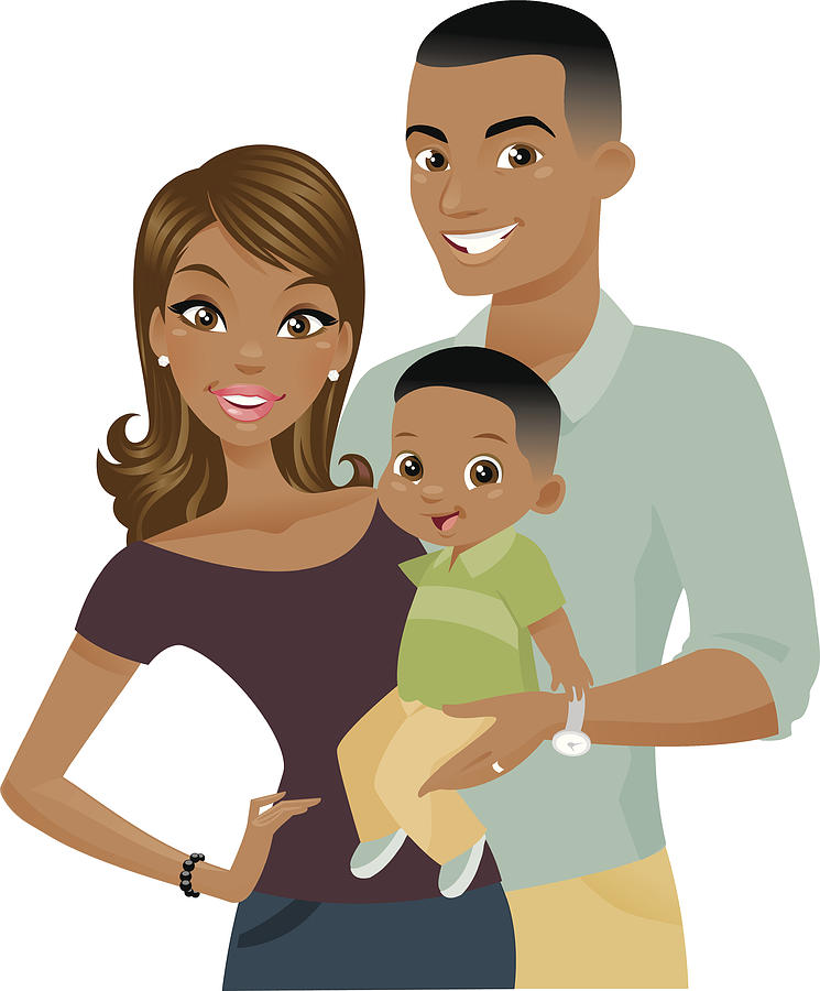Black Family Drawing by HeyHeyDesigns