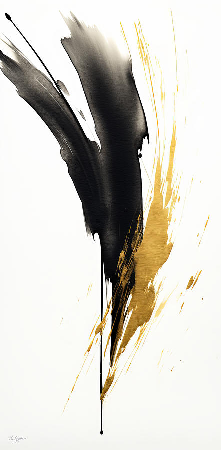 Wabi Sabi Painting - Black Feather by Lourry Legarde