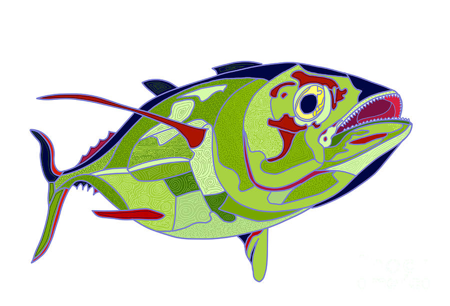 Fish Digital Art - Black Fin Tuna Fish by Robert Yaeger