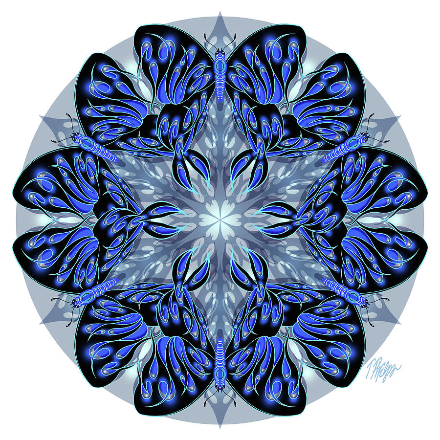 Black Flame Butterfly Mandala Digital Art by Tim Phelps