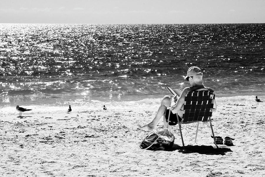 Black Florida Series - Alone on the beach Photograph by Philippe HUGONNARD