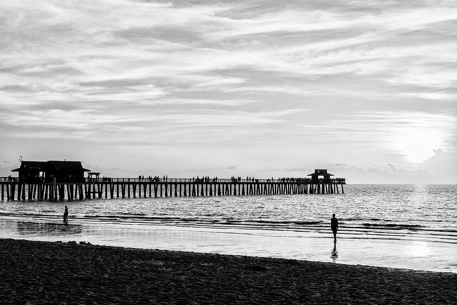 Black Florida Series - Fort Myers Pier Sunset Photograph by Philippe HUGONNARD