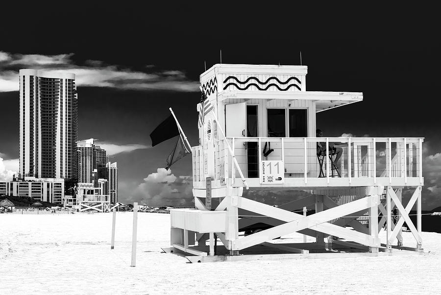 Black Florida Series - Miami Beach Lifeguard Photograph by Philippe HUGONNARD