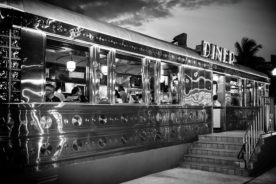 Black Florida Series - Miami DINER Photograph by Philippe HUGONNARD