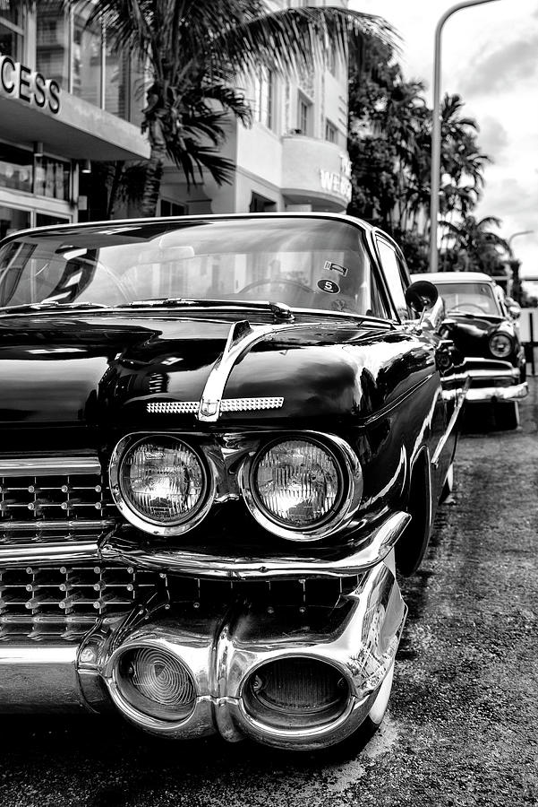 Black Florida Series - Miami Retro Cars Photograph by Philippe HUGONNARD