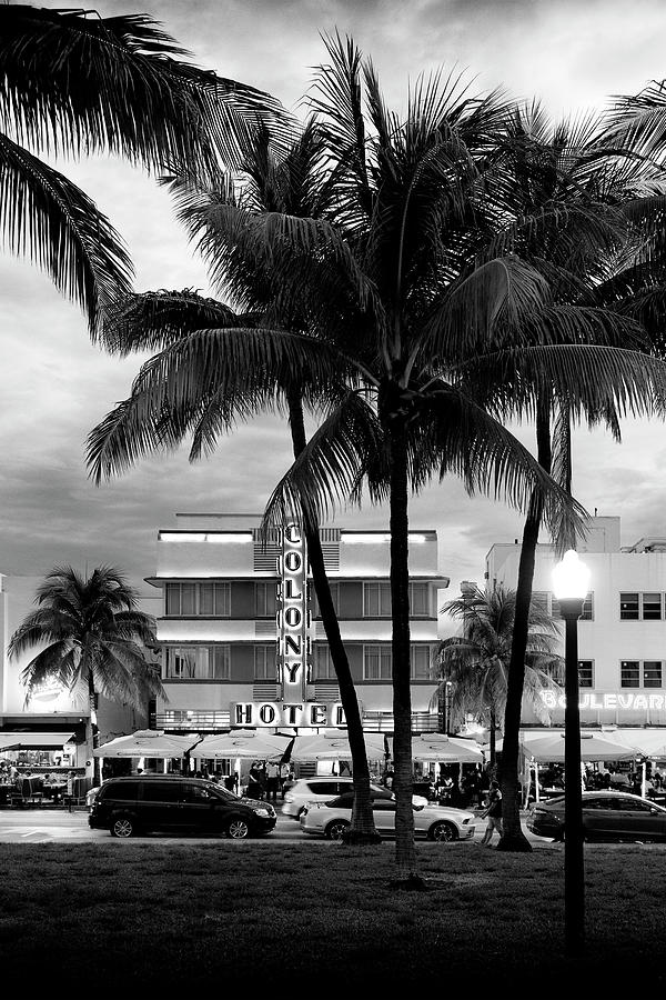 Black Florida Series - Ocean Drive Miami Beach Photograph by Philippe HUGONNARD