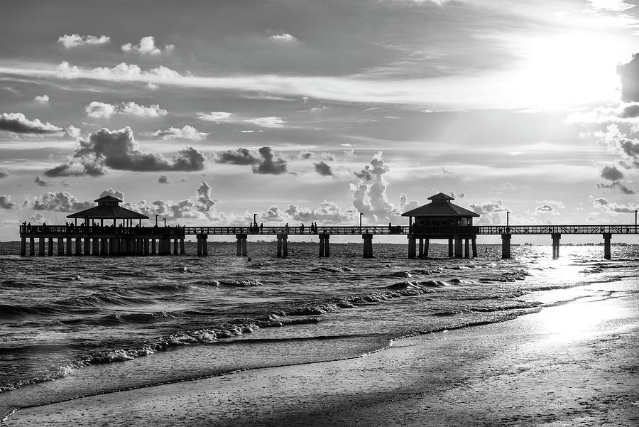 Black Florida Series - The Fort Myers Beach Fishing Pier Photograph by Philippe HUGONNARD