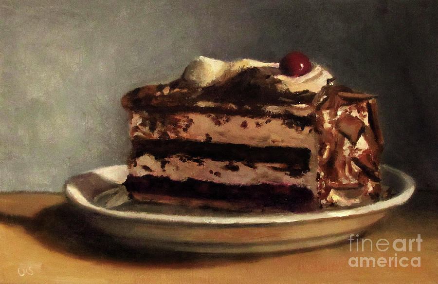 Black Forest Cherry Cake Painting by Ulrike Miesen-Schuermann