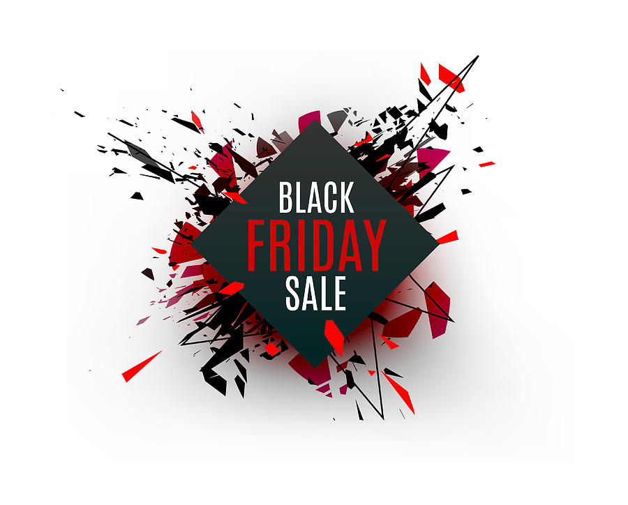 Black Friday sale inscription design template. Rectangular banne Drawing by Diamond-Graphics