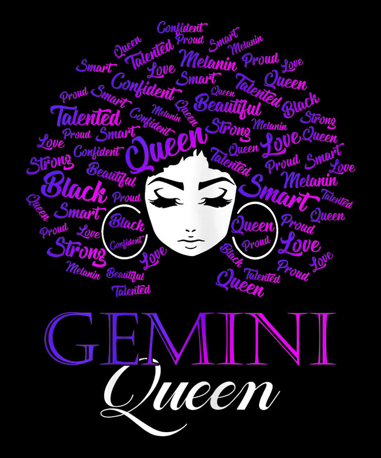 Black gemini queen born in june birthday gift by Norman W