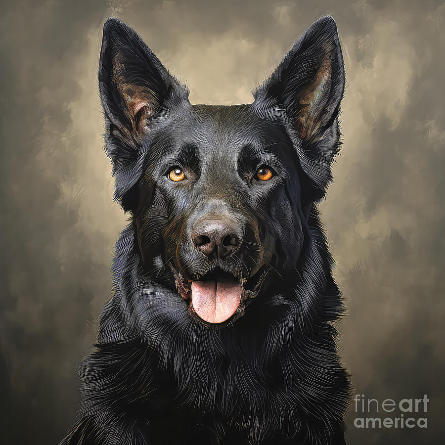 Black German Shepherd Portrait 03 Digital Art by Elisabeth Lucas - Fine ...