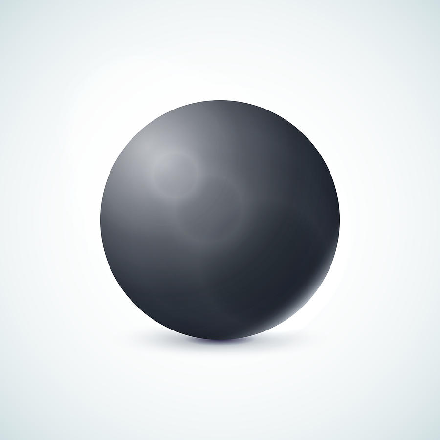 Black glossy sphere isolated on white Drawing by Sidmay