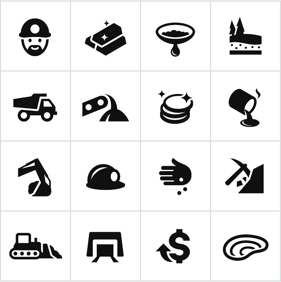 Black Gold Mining Industry Icons Drawing by Appleuzr