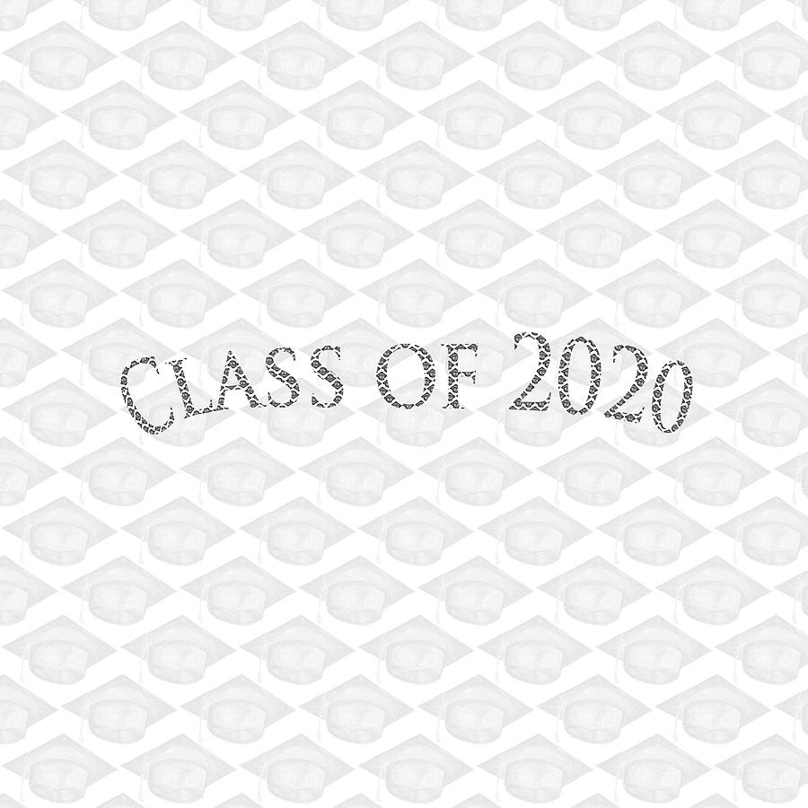 Black Graduation Cap Class of 2020 on White Photograph by Iris Richardson