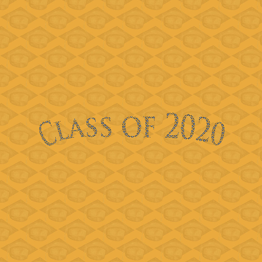Black Graduation Cap Class of 2020 on Yellow Photograph by Iris Richardson