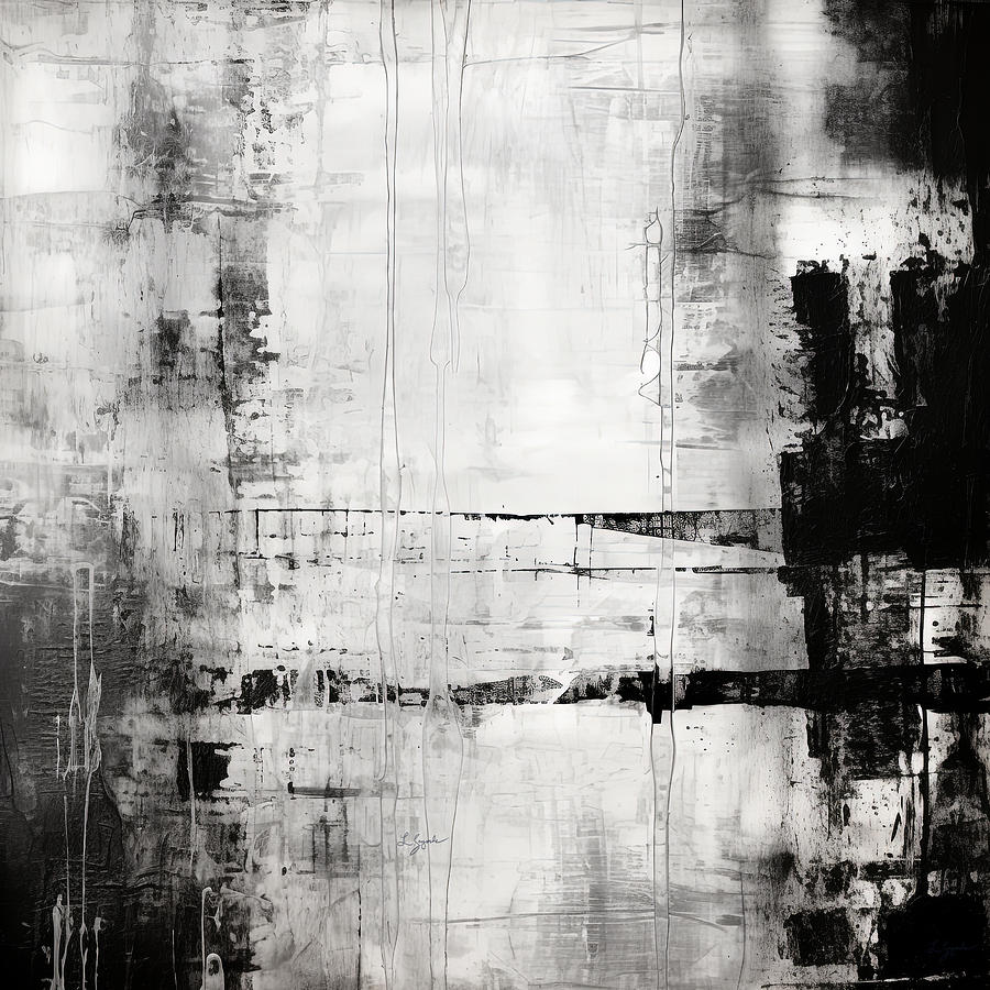 Wabi Sabi Painting - Black Gray and White Art by Lourry Legarde
