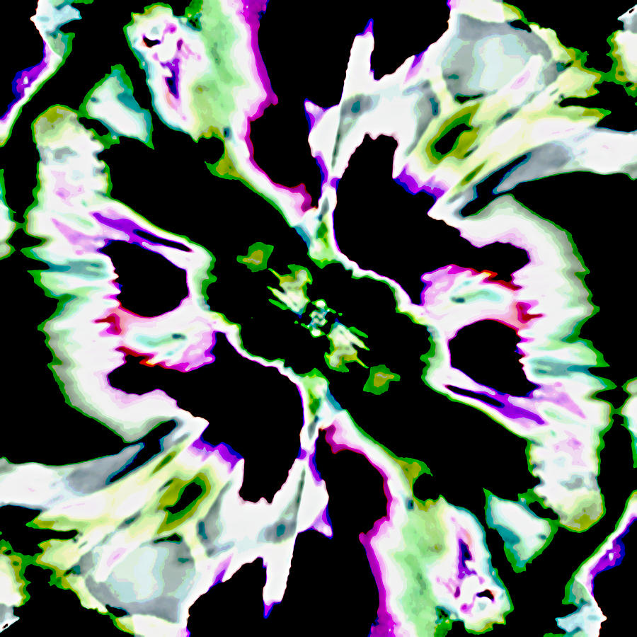 Black Green Purple Space Flower Digital Art by Elastic Pixels