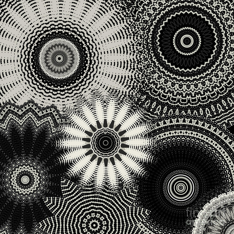 Black Grey Multi Mandala Digital Art