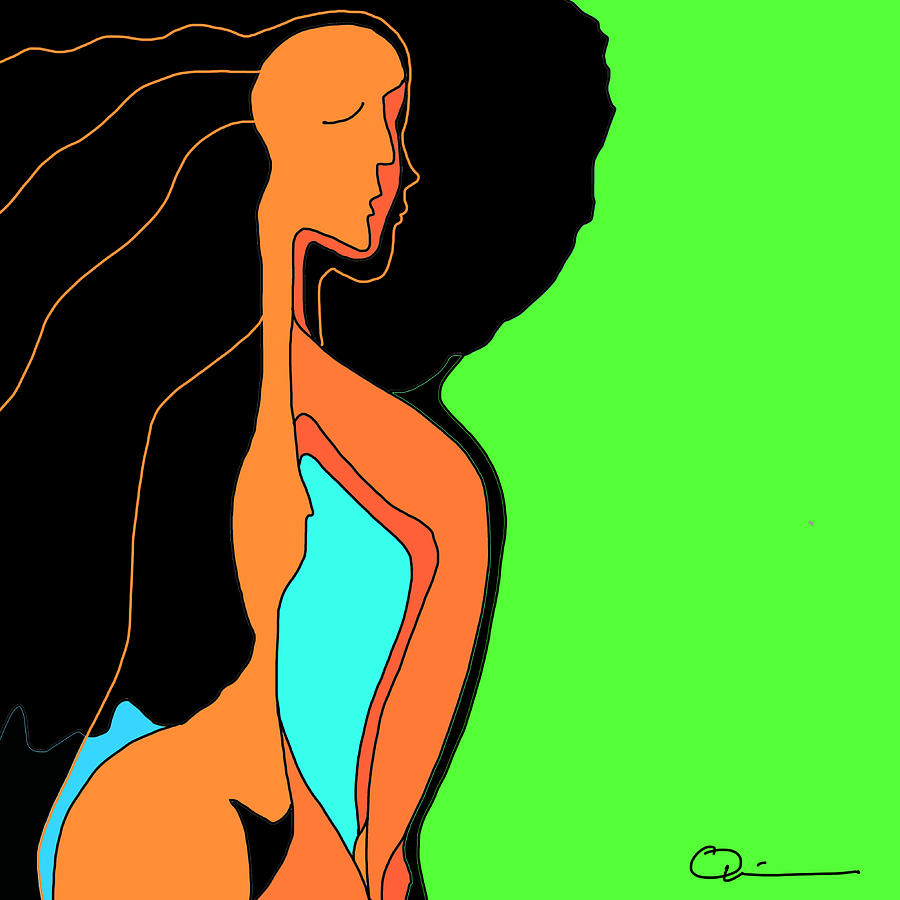 Black Hair 2 Digital Art by Jeffrey Quiros