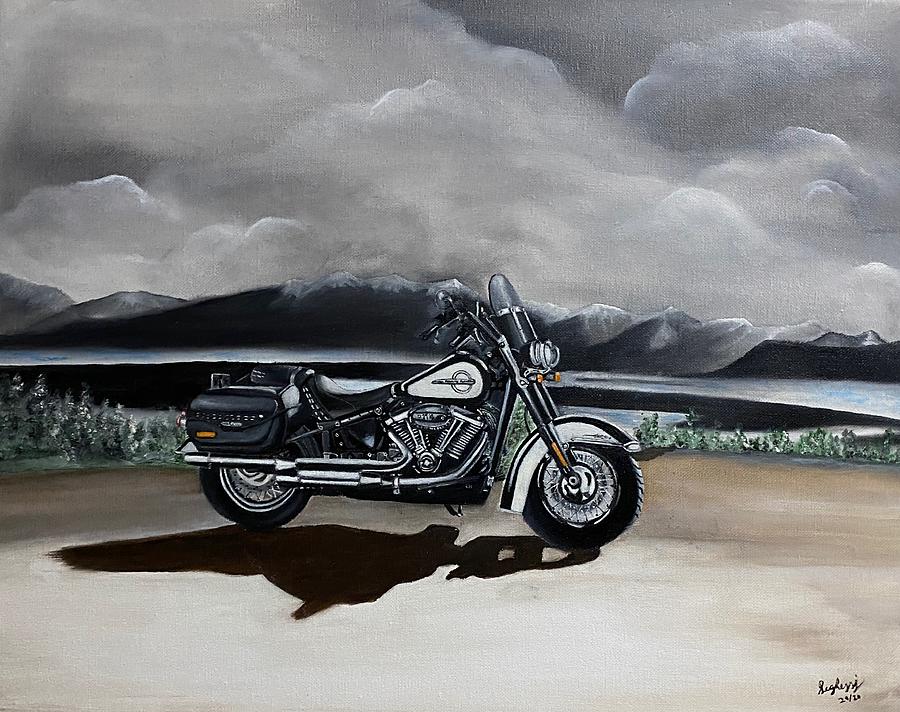 Black Harley Davidson Painting by David Seghezzi - Fine Art America