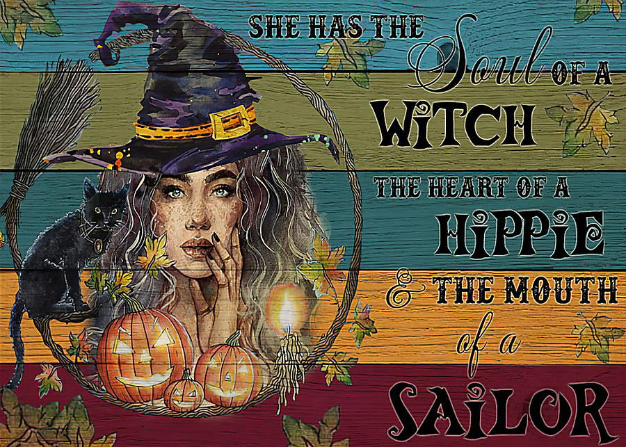Black Hat Black Hat Witch Soul Hippie Heart Digital Art by Gambrel ...