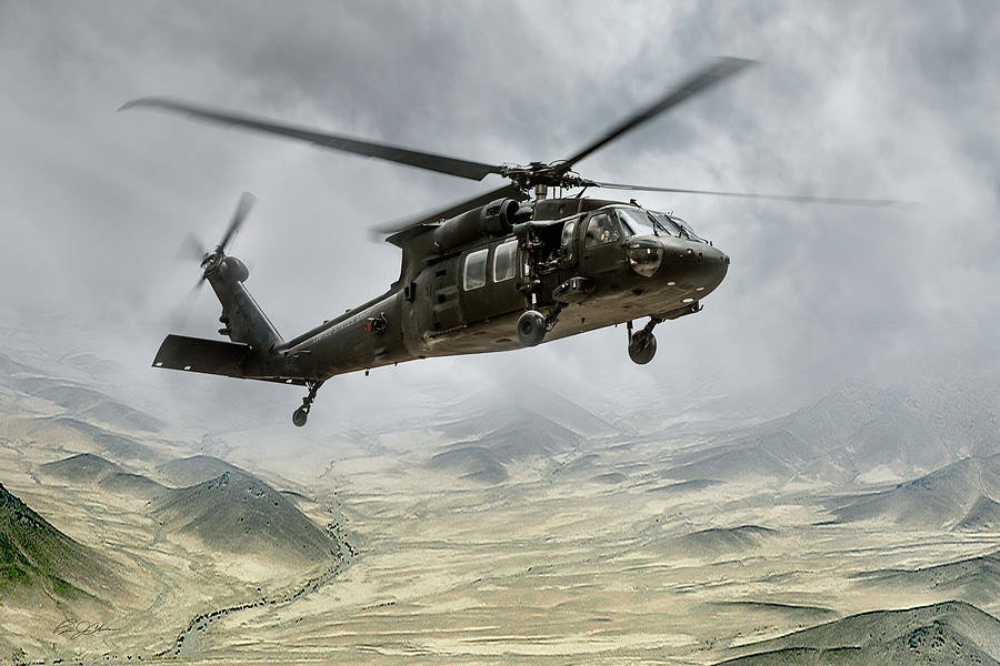 Helicopter Digital Art - Black Hawk by Peter Chilelli