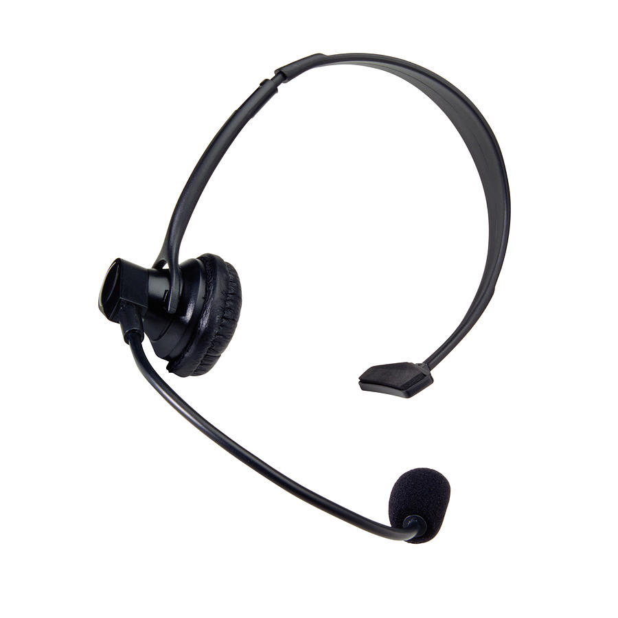Black headphone with microphone Photograph by Collage_Best