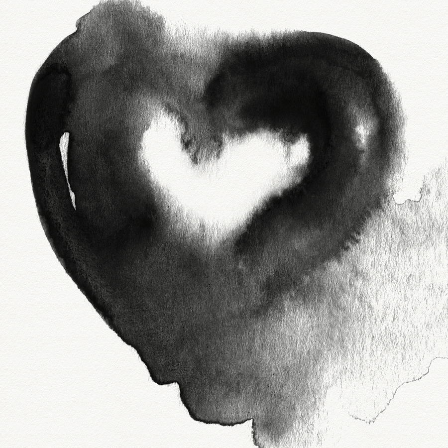 Black Heart 2- Art by Linda Woods Painting by Linda Woods