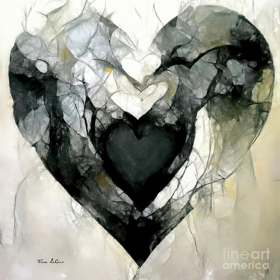 Black Heart Painting by Tina LeCour