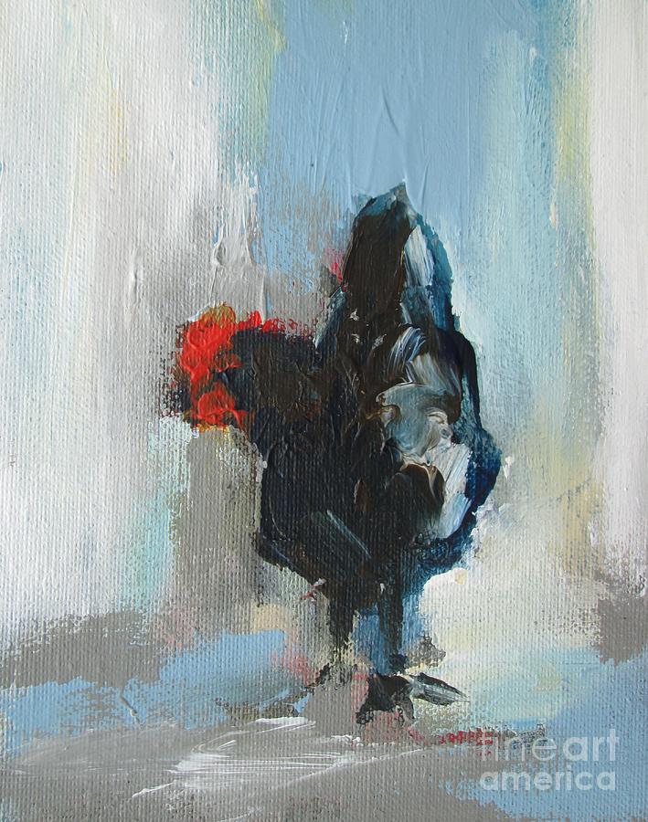 Painting Of Black Hen Abstract Art  Painting by Mary Cahalan Lee - aka PIXI