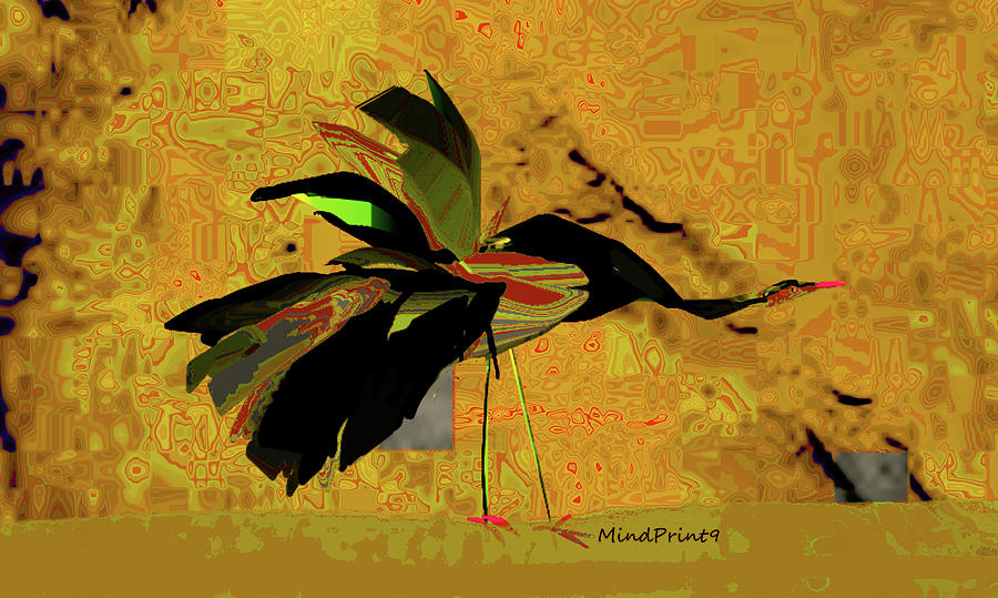 Black Heron Fantasy Digital Art by Asok Mukhopadhyay