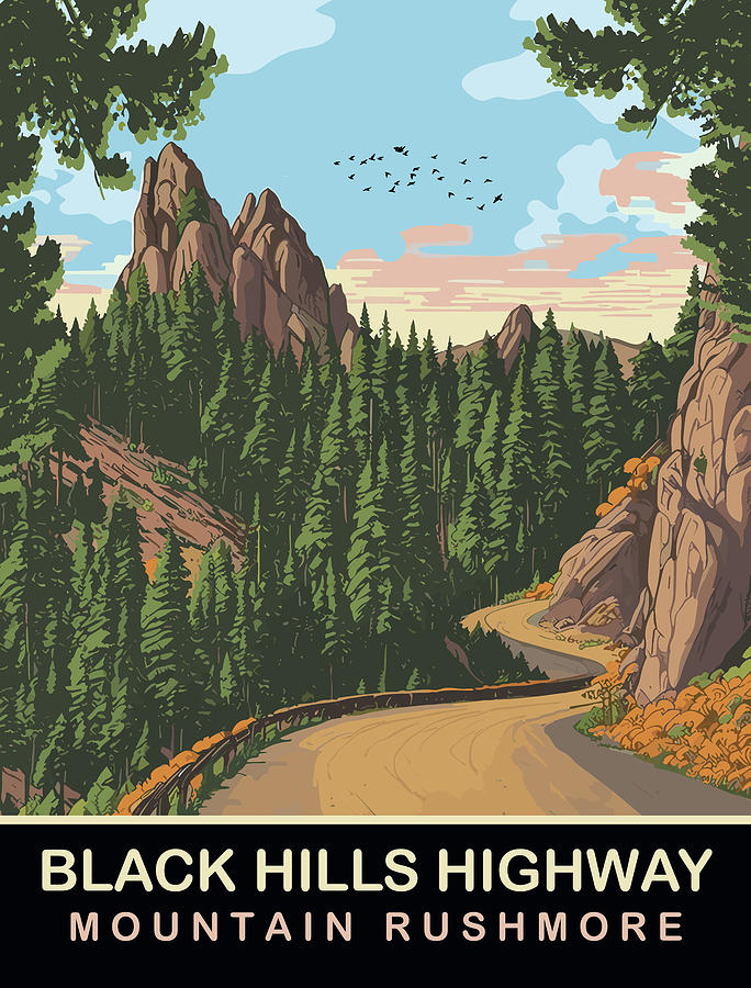 Mount Rushmore Digital Art - Black Hills Highway, SD by Long Shot