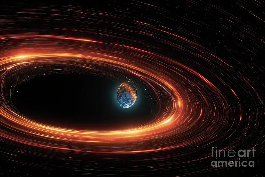 Interstellar Painting - Black hole system. Elements of this image furnished by NASA by N Akkash