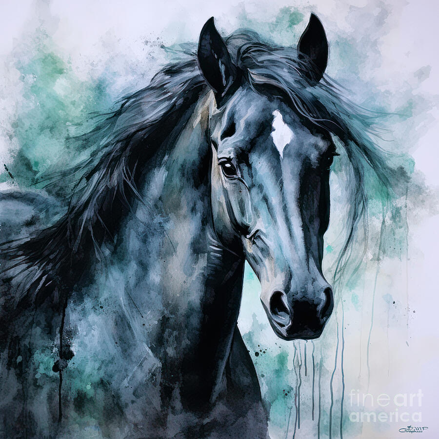 Black Horse Digital Art by Jutta Maria Pusl