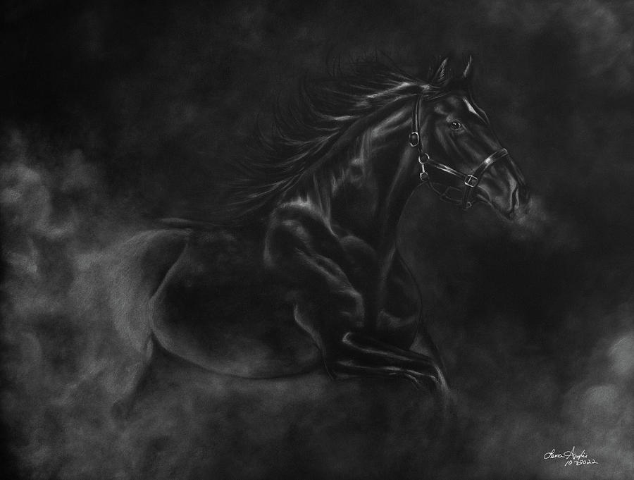 Black Horse Drawing by Lena Auxier