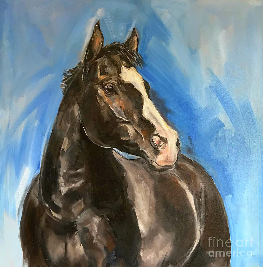 Horse Painting - Black Horse Oil Painting by Maria Reichert