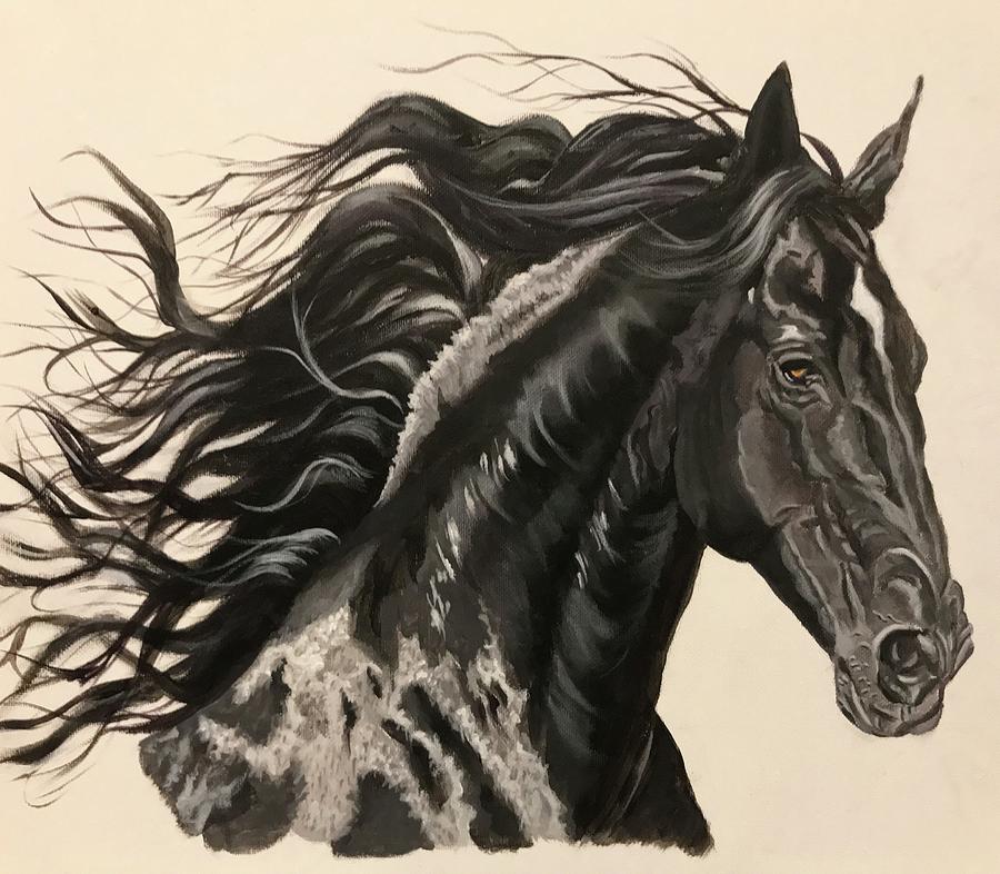 Black Horse Painting By Saeid Gholibeik Fine Art America   Black Horse Saeid Gholibeik 