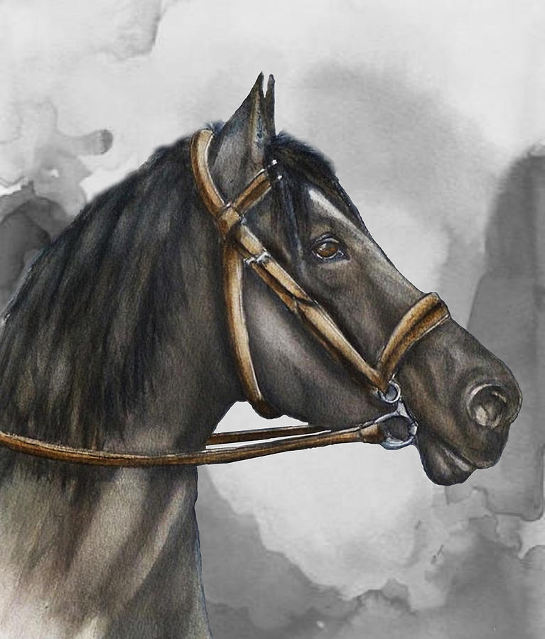 Black Horses Beauty Mixed Media by Kelly Mills