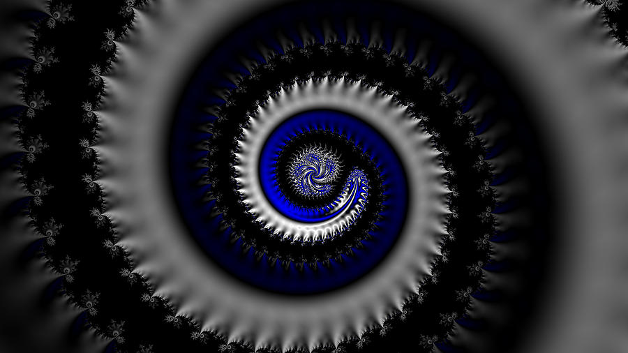 Black Into Blue Fractal  Digital Art by Ally White