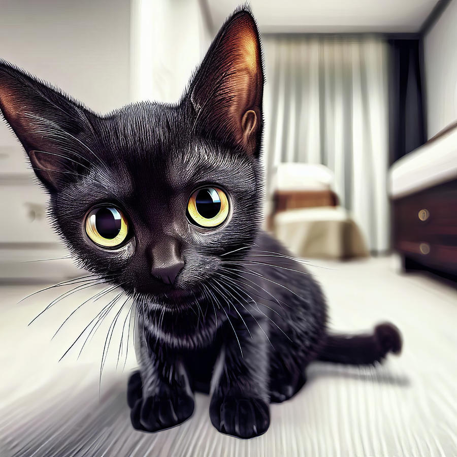 Black Kitten Digital Art by Jill Nightingale