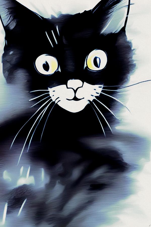 Black Kitten Digital Art by Michelle Hoffmann