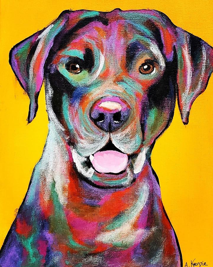Black Lab Painting by Amy Kuenzie