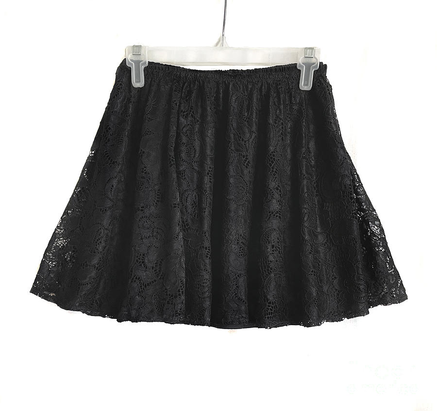 Black lace mini skirt. Neo-Gothic Lolita. Ameynra design Photograph by ...