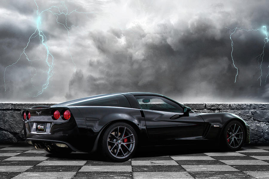 Car Digital Art - Black Lightning by Peter Chilelli