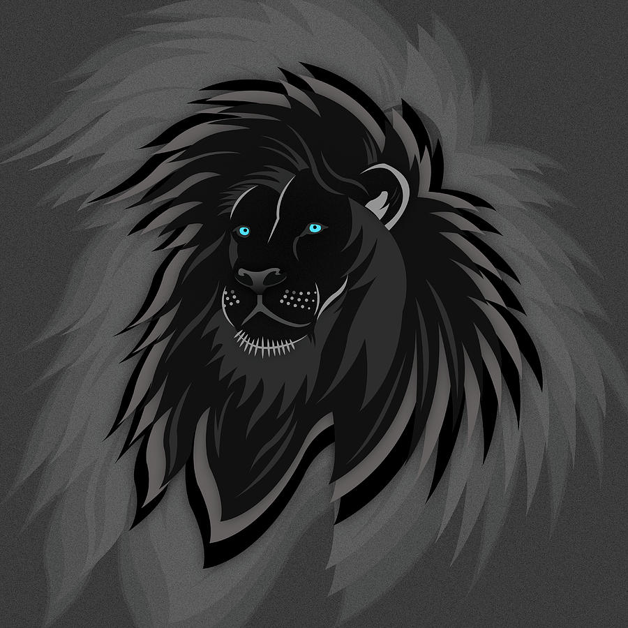 Black Lion Blue Eye Drawing by Rubens Willian - Pixels