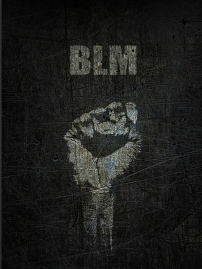 Black Lives Matter T-Shirt BLM Black Power Fist Salute Painting by Tony Rubino
