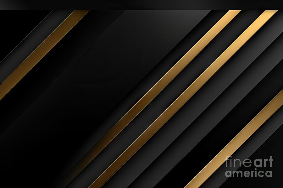 Space Painting - Black Luxury Background With Golden Diagonal Stripes Dark Elegant Dynamic Abstract Bg Trendy Geometric Grey Gradient Universal Minimal 3d Sale Modern Backdrop Amazing Shine Deluxe Lines Template by N Akkash